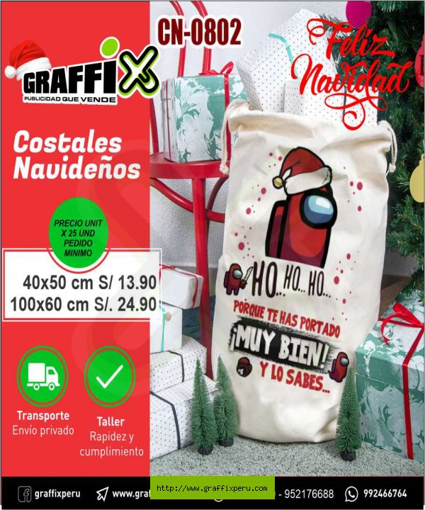 Bolsos costal de papanoel para empresas