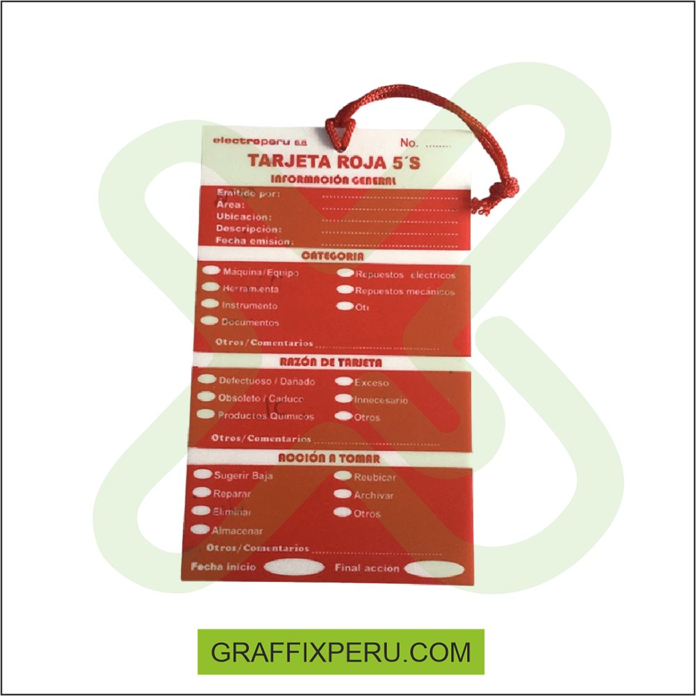 COLGANTE DE POLIESTIRENO TARJETA ROJA