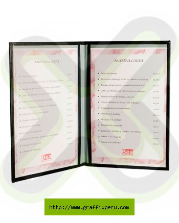 CARTA DE MENÚ DE CUERO