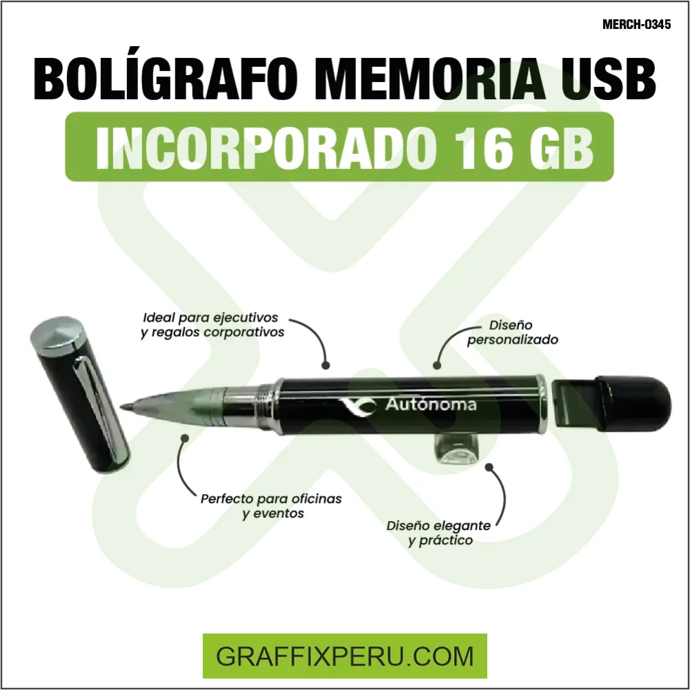 BOLIGRAFO CON MEMORIA USB INCORPORADO DE 16GB - Vista alternativa