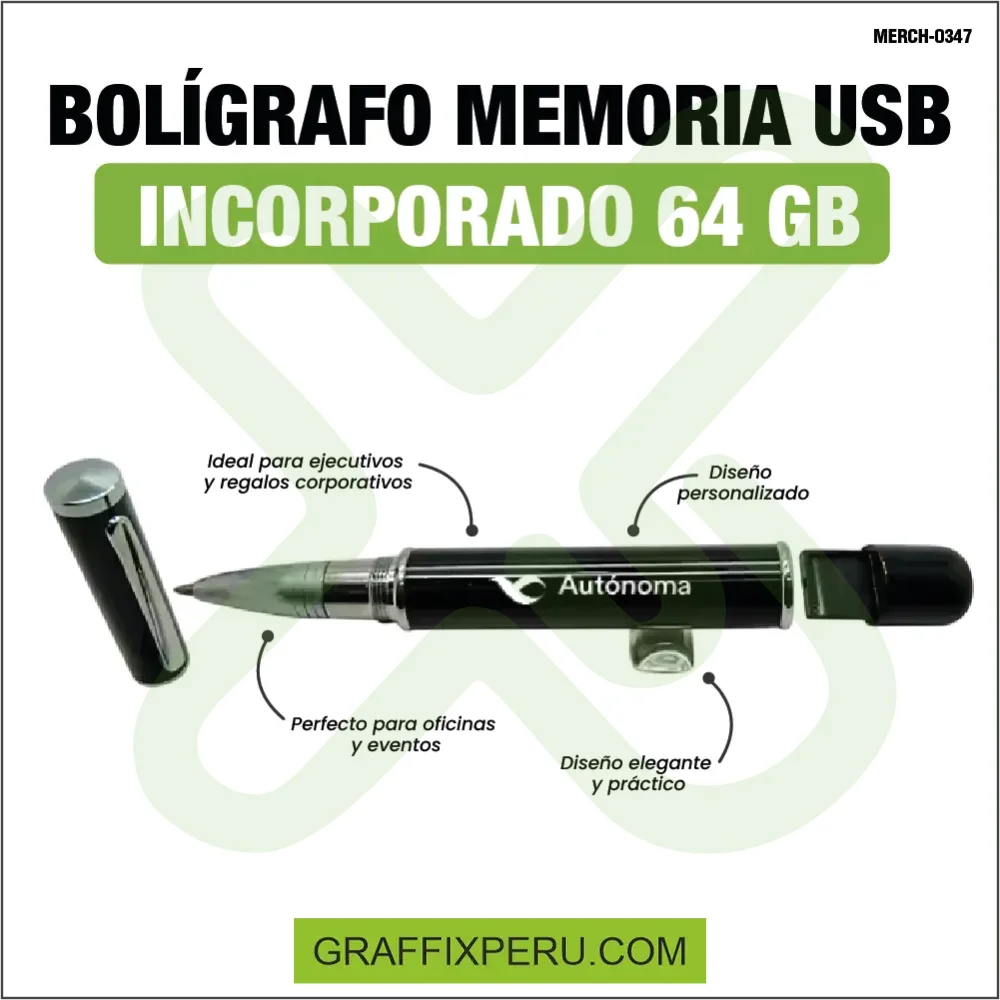 BOLIGRAFO CON MEMORIA USB INCORPORADO 64 GB - Vista alternativa