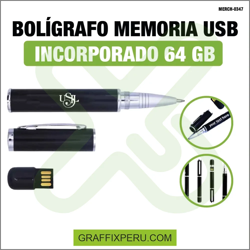 BOLIGRAFO CON MEMORIA USB INCORPORADO 64 GB