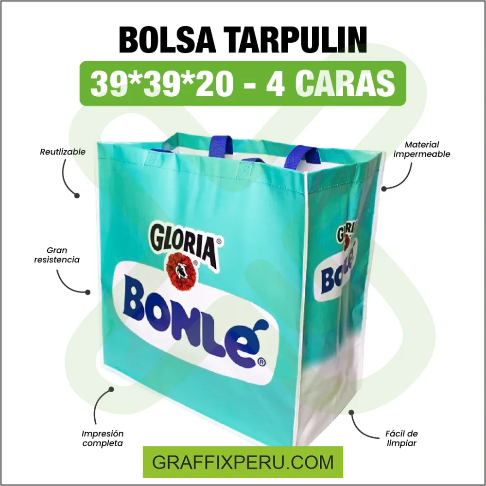 bolsa tarpulin (mercado) 39*39*20 impresion 4 caras