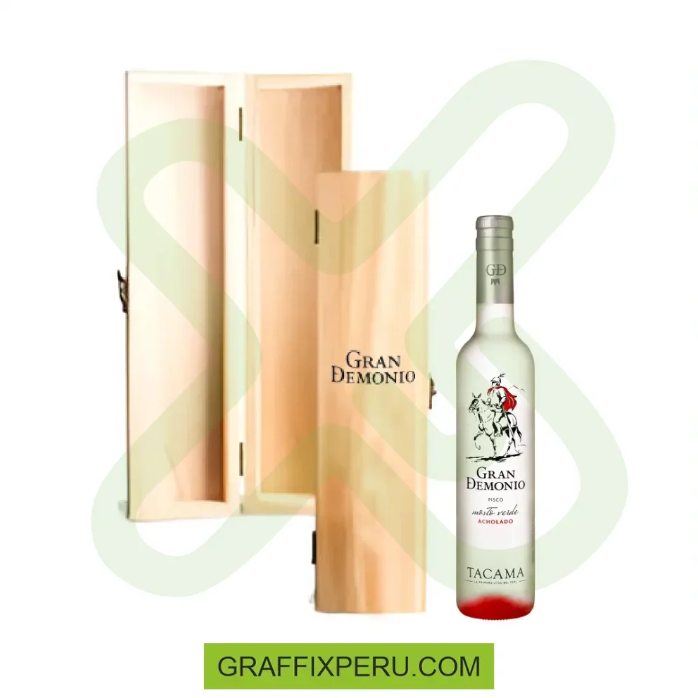 caja de madera con pisco personalizado 500ml - Vista alternativa