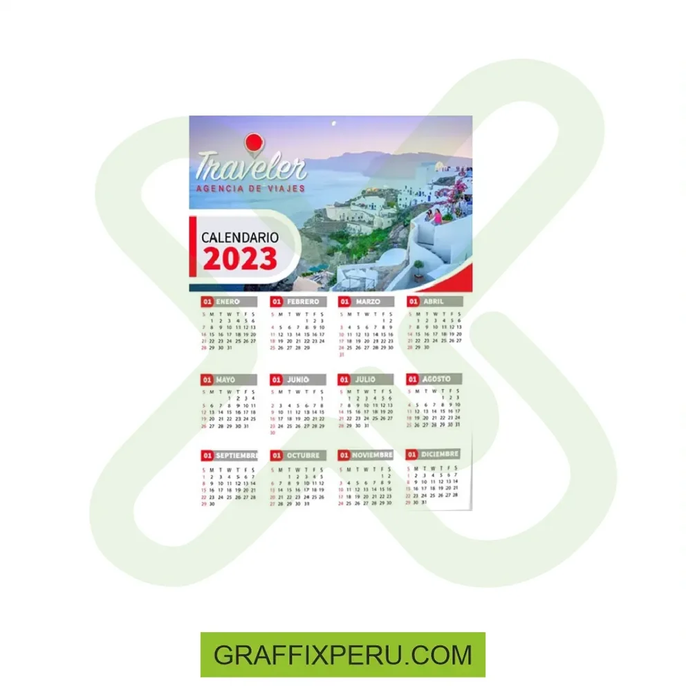 CALENDARIO DE PARED CORPORATIVO CON OJAL HERA - Vista alternativa
