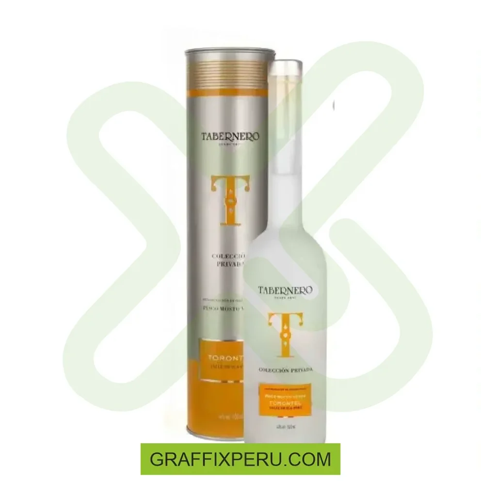 envase tubular con botella de pisco 500ml