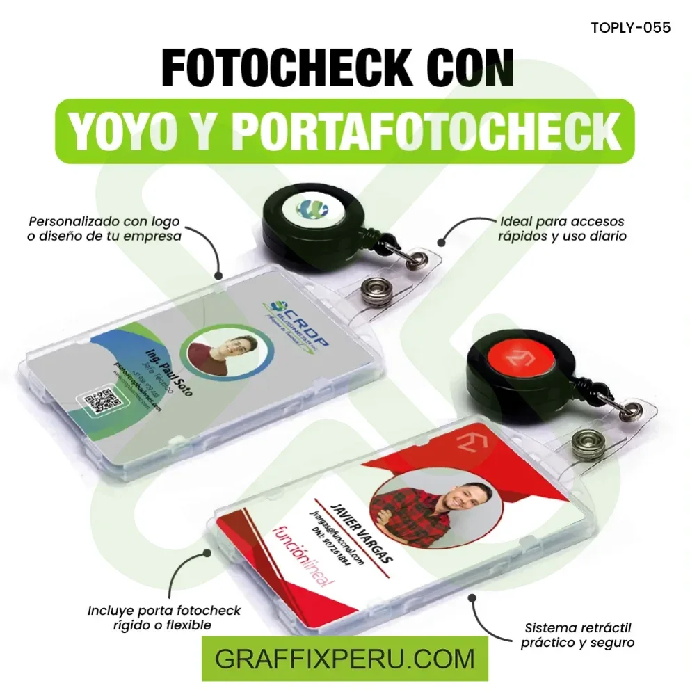 FOTOCHECK CON YOYO DE CINTURA Y PORTA FOTOCHECK - Vista alternativa