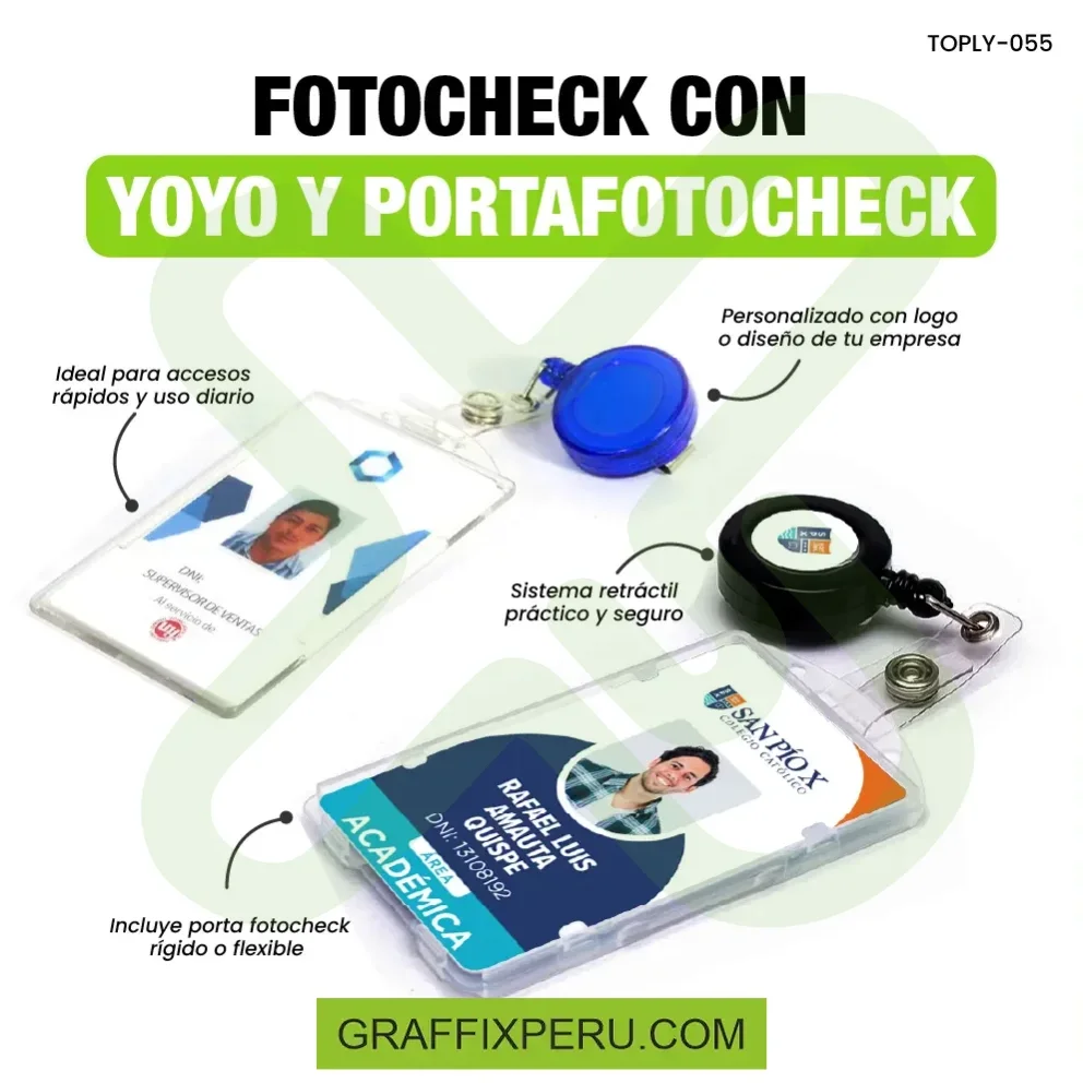 FOTOCHECK CON YOYO DE CINTURA Y PORTA FOTOCHECK