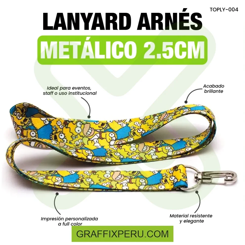 lanyard con arnes plata 2.5cm