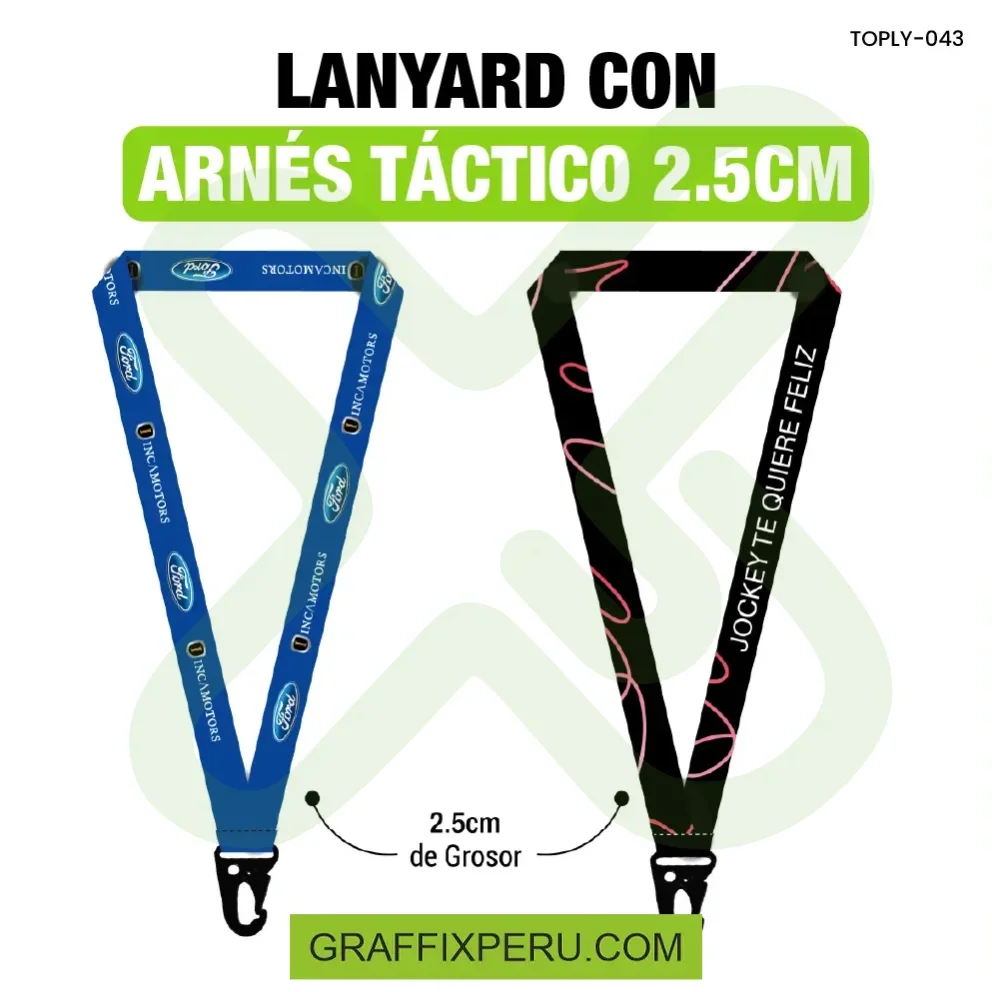 lanyard con arnes tactico 2.5cm