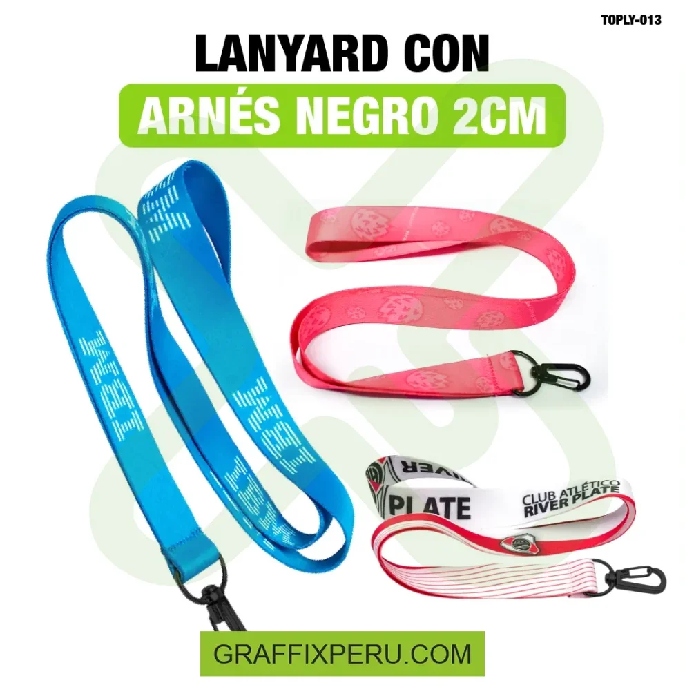 lanyard con arnes negro 2cm - Vista alternativa