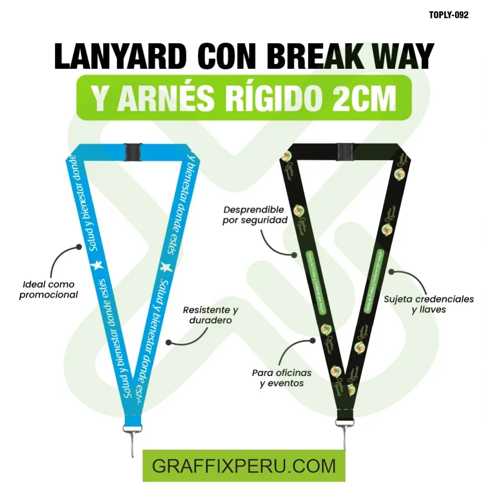 lanyard con mosqueton rigido y break way 2cm - Vista alternativa