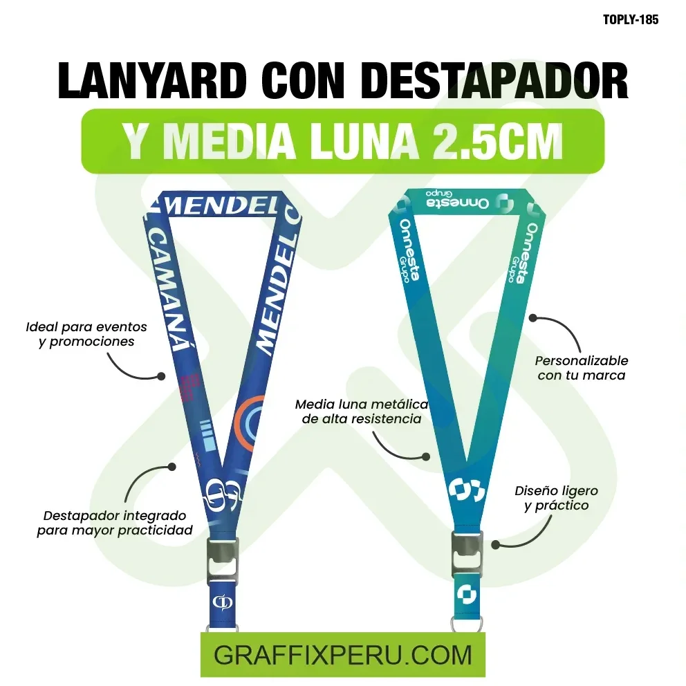 lanyard con destapador y media luna 2.5cm