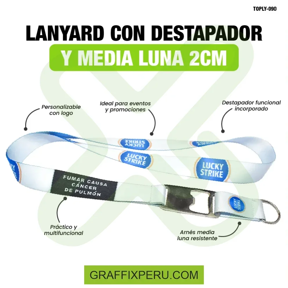 lanyard con destapador y media luna 2cm - Vista alternativa