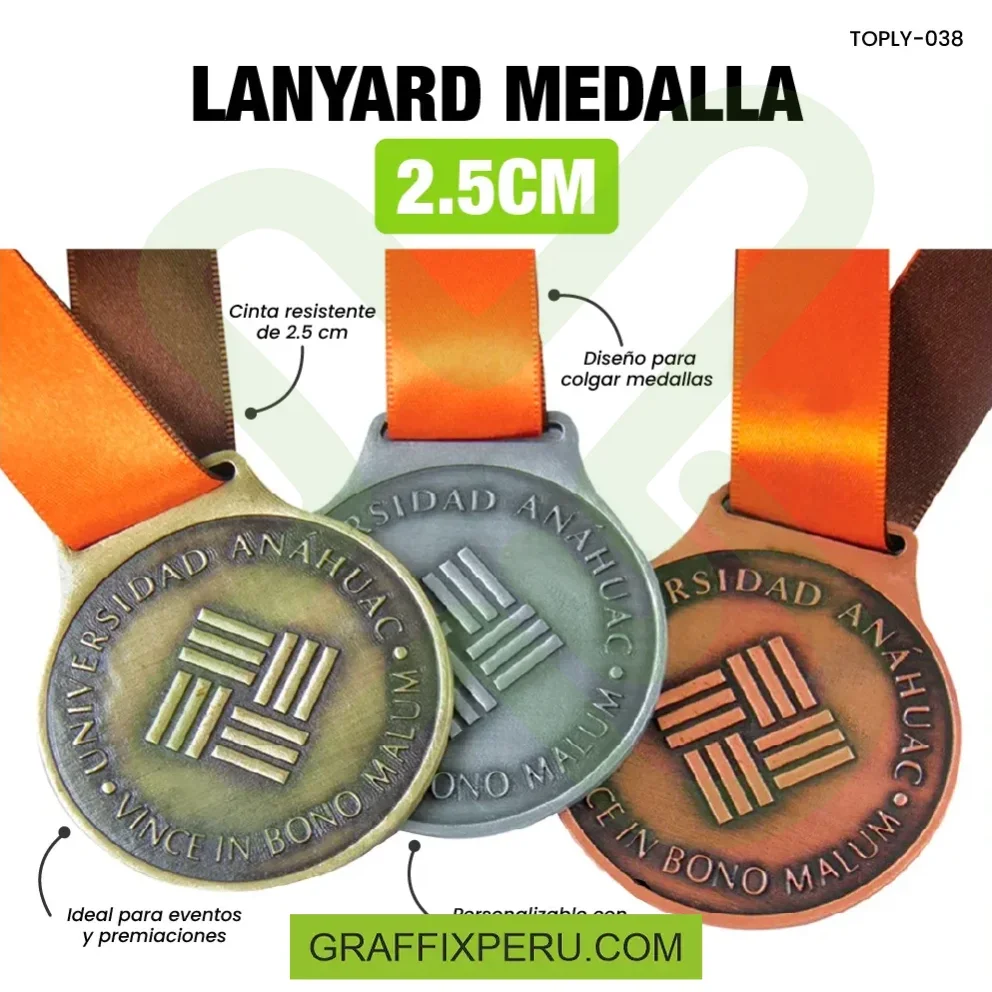 LANYARD CON MEDALLA ZAMAK 2.5 CM