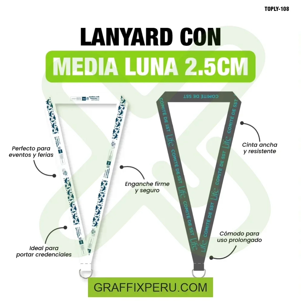 lanyard con media luna 2.5cm
