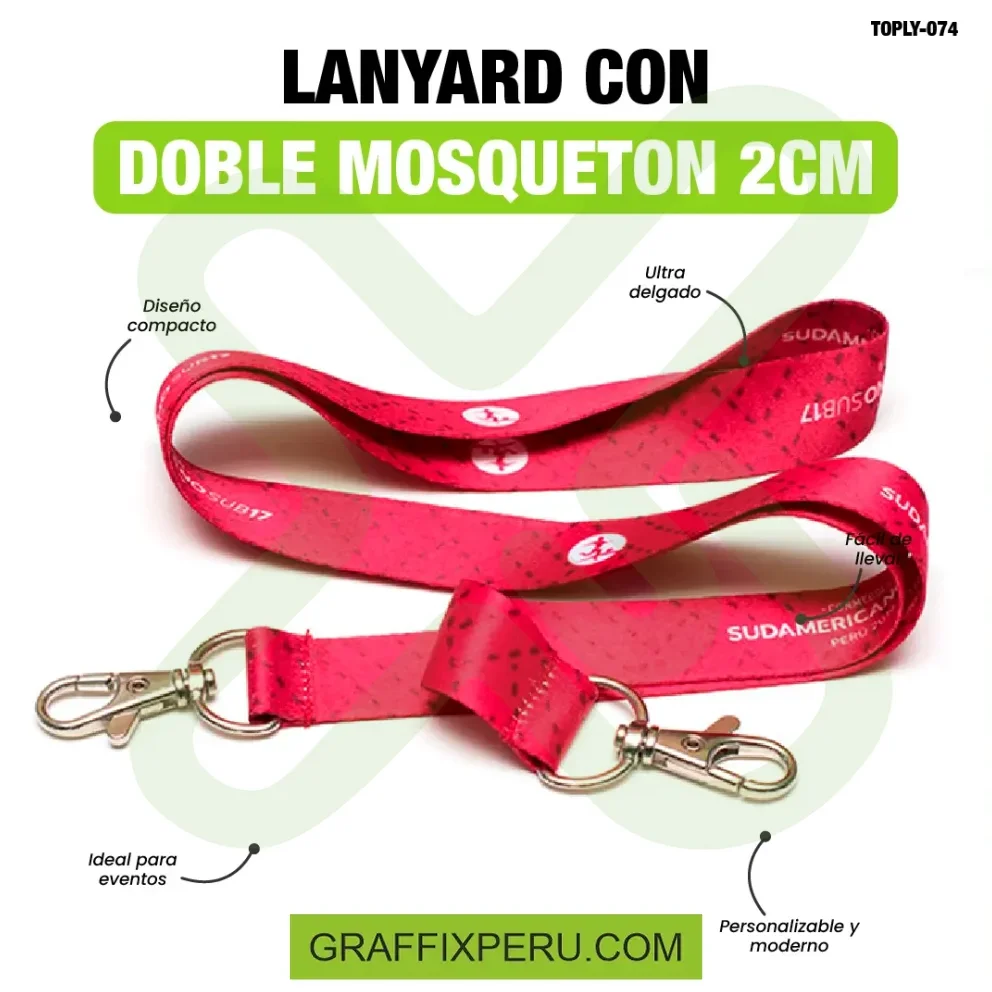 lanyard con mosqueton giratorio doble 2cm - Vista alternativa