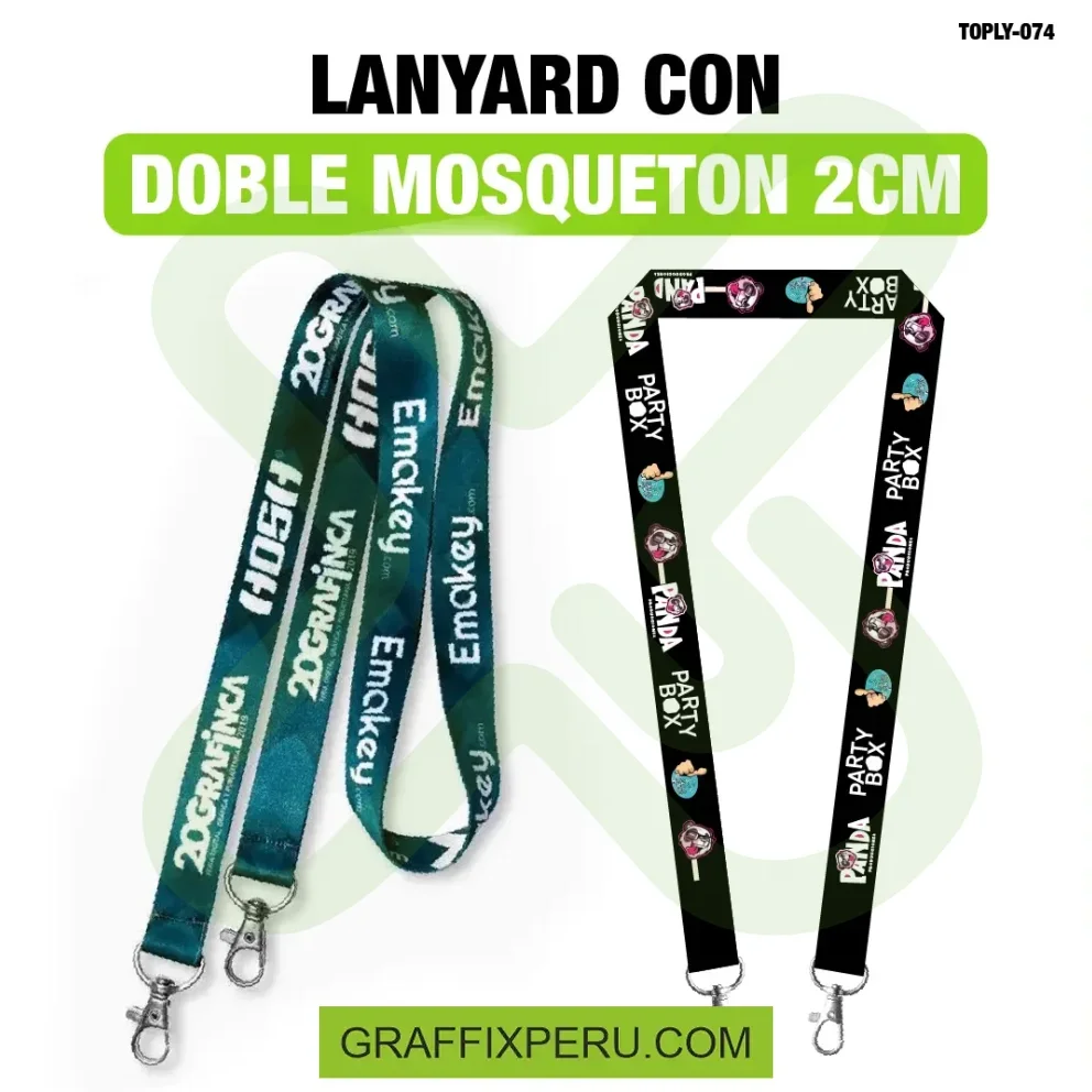 lanyard con mosqueton giratorio doble 2cm