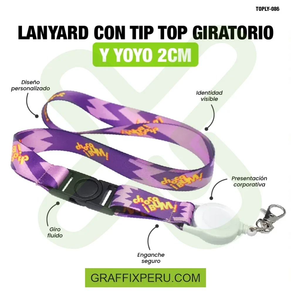lanyard con tip top giratorio y yoyo 2cm - Vista alternativa