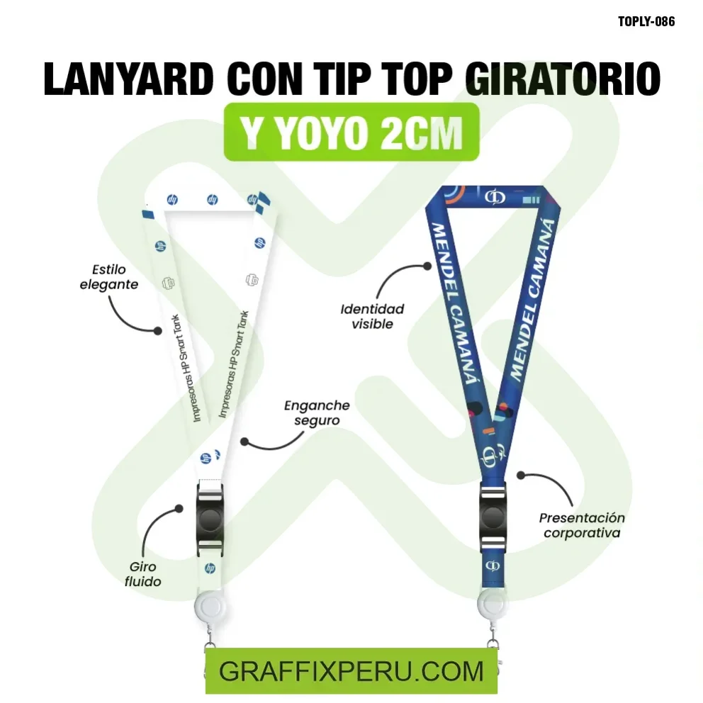 lanyard con tip top giratorio y yoyo 2cm
