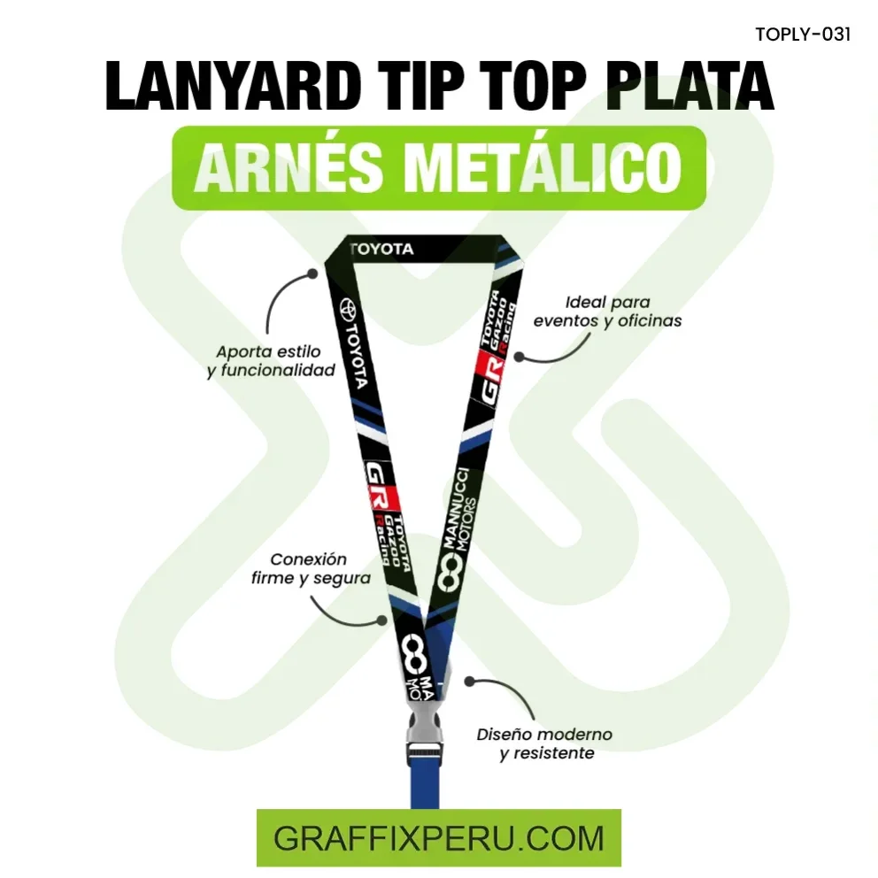 LANYARD CON TIP TOP PLATA CON ARNES PLATA