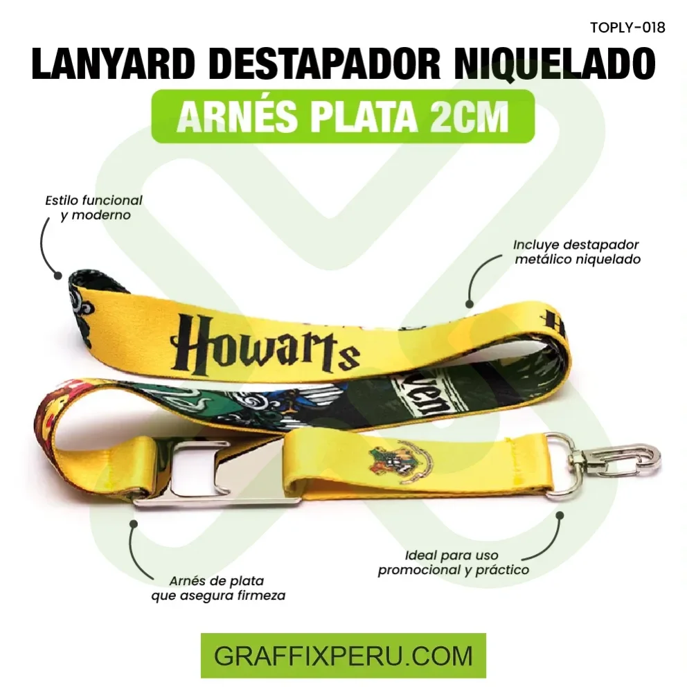 lanyard con destapador y arnes plata 2cm - Vista alternativa