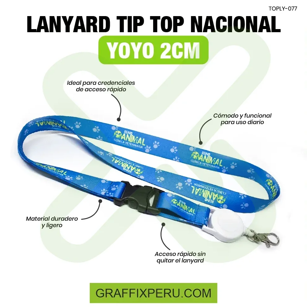 lanyard con tip top plano nacional y yoyo 2cm