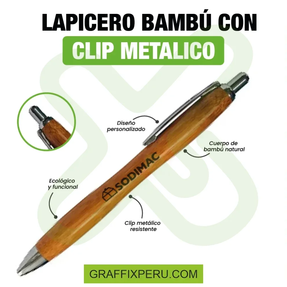 LAPICERO BAMBU CON CLIP METALICO