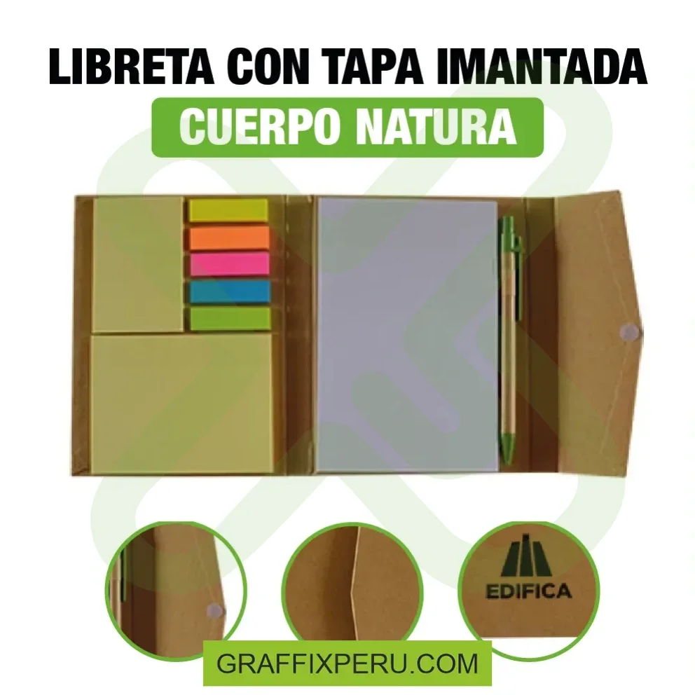 LIBRETA CON TAPA IMANTADA CUERPO NATURAL