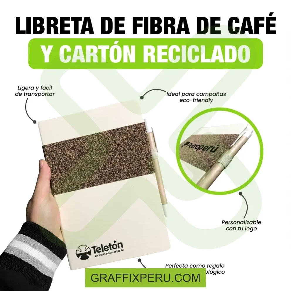 LIBRETA DE FIBRA DE CAFÉ Y CARTÓN RECICLADO - Vista alternativa