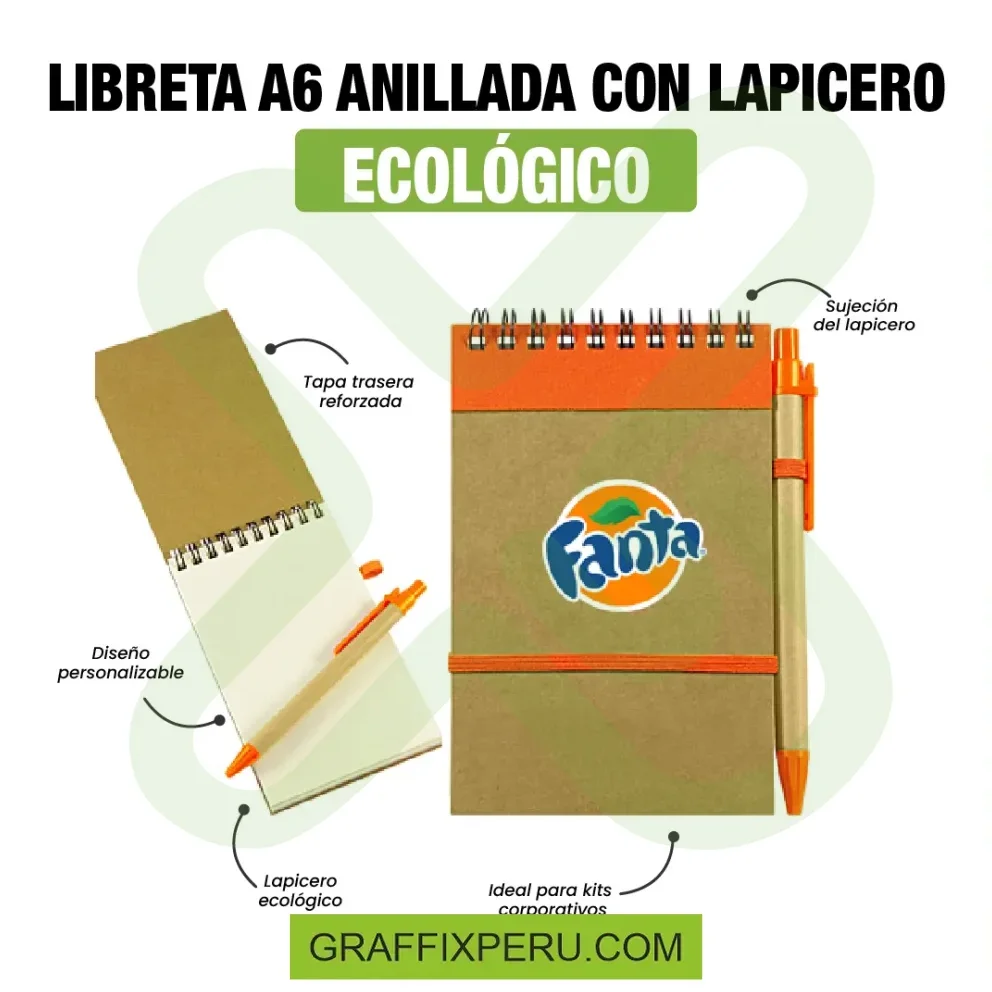 libreta ecologica con lapicero A6