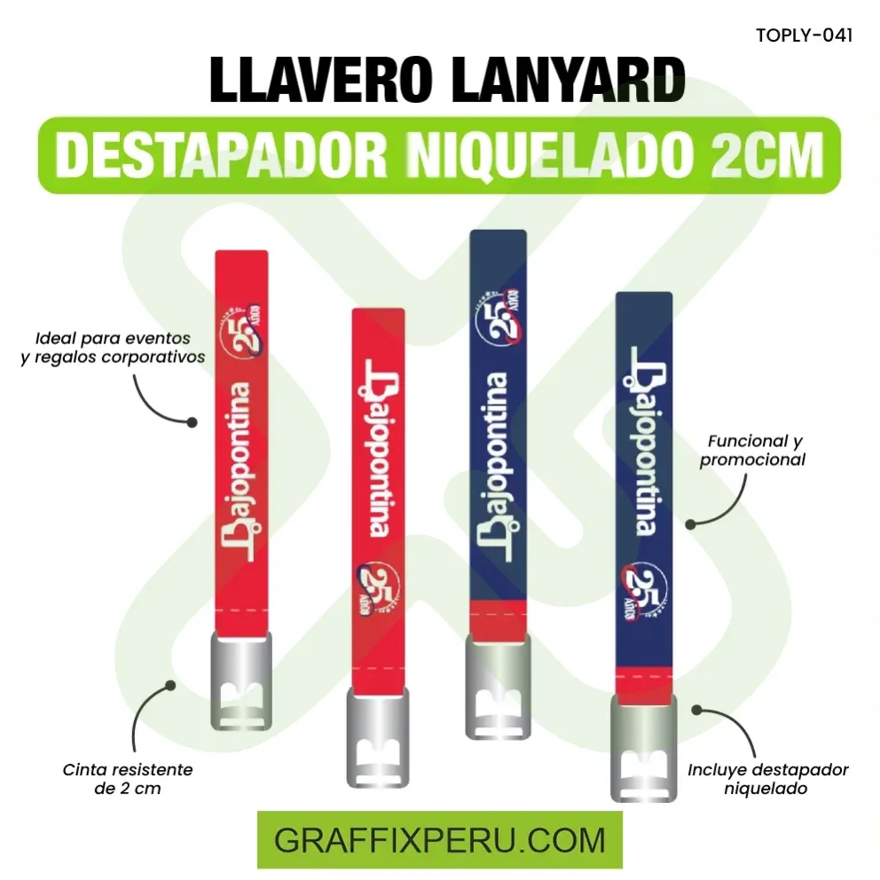 llavero lanyard con destapador 2cm