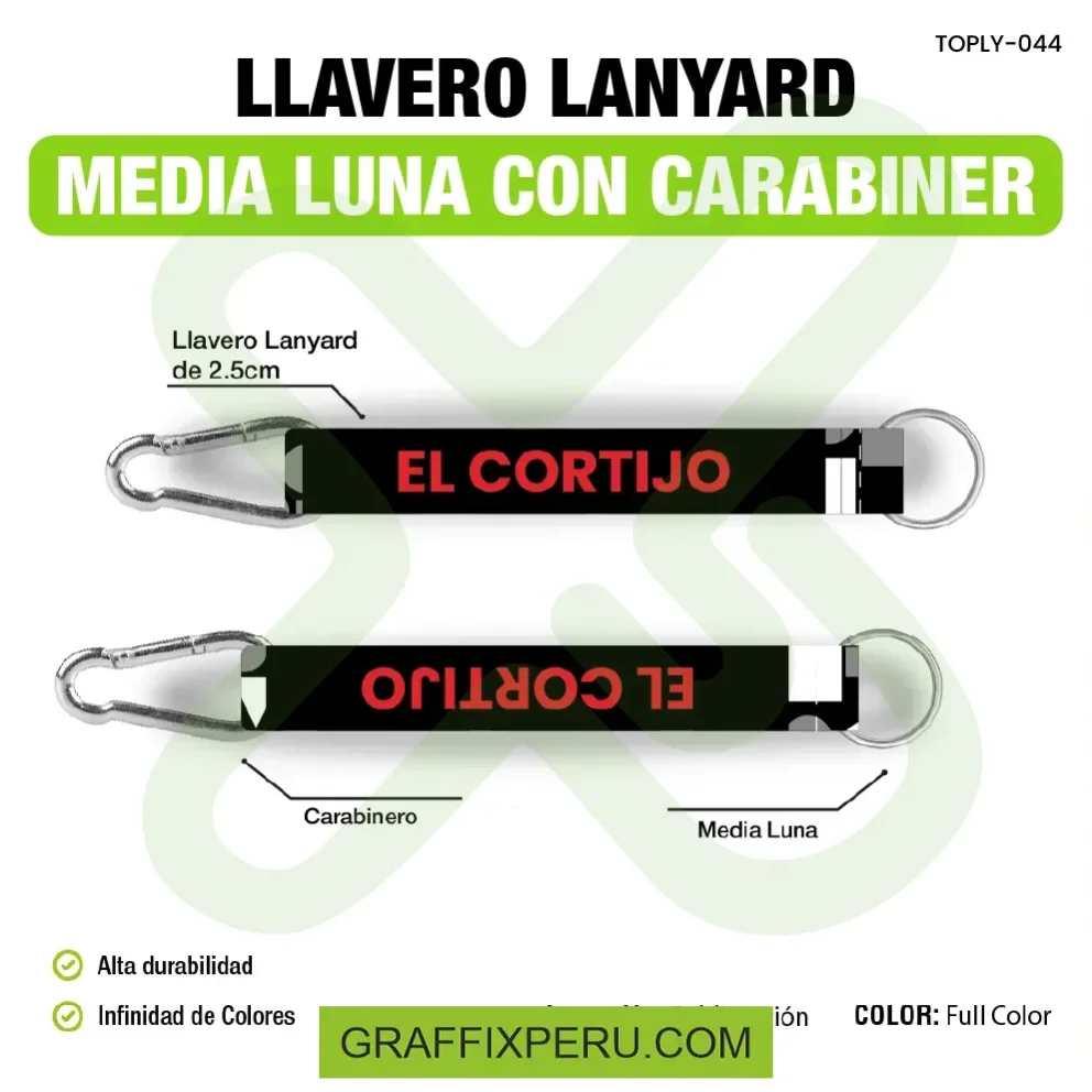 llavero lanyard con carabiner y media luna 2.5cm - Vista alternativa