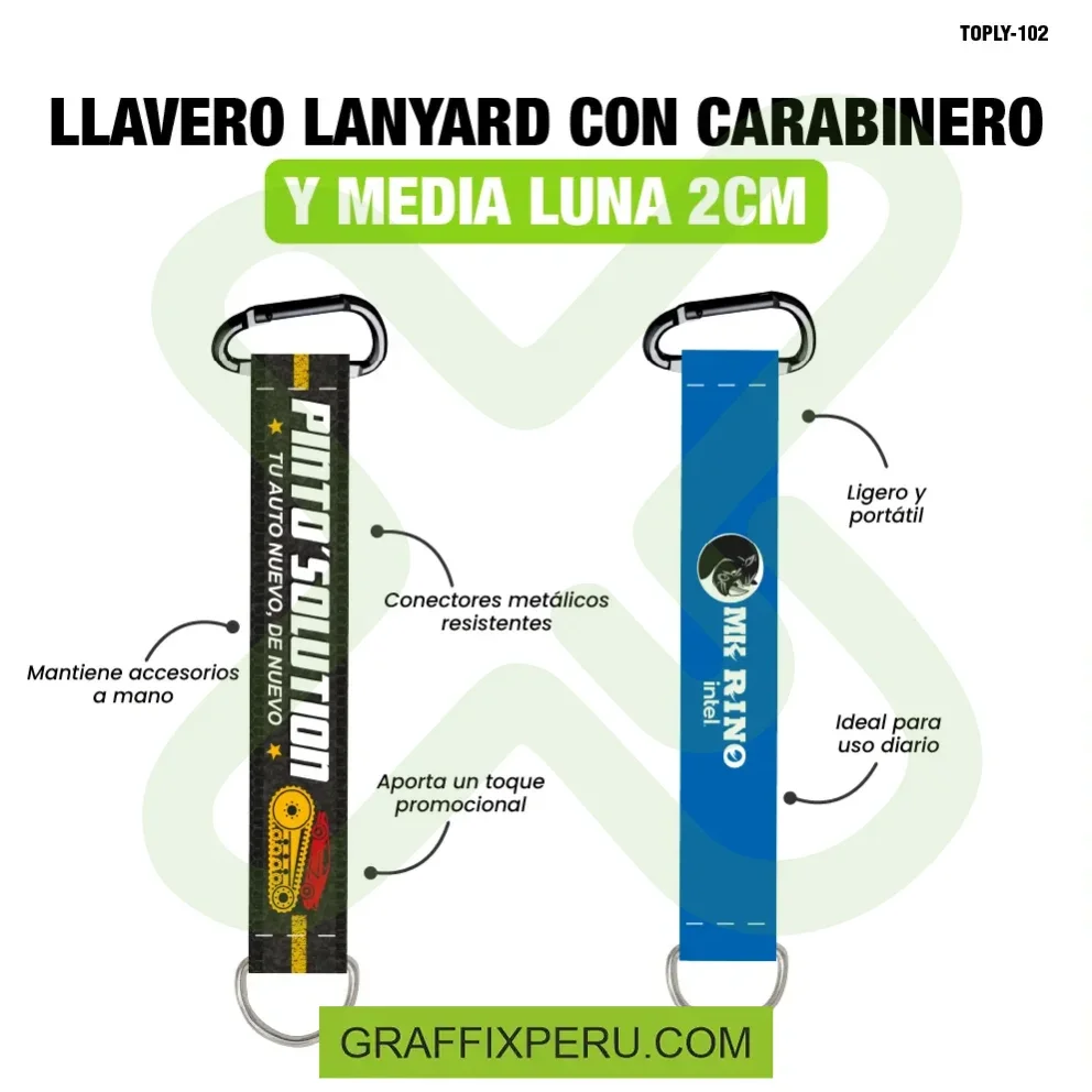 llavero lanyard con carabiner y media luna 2cm - Vista alternativa
