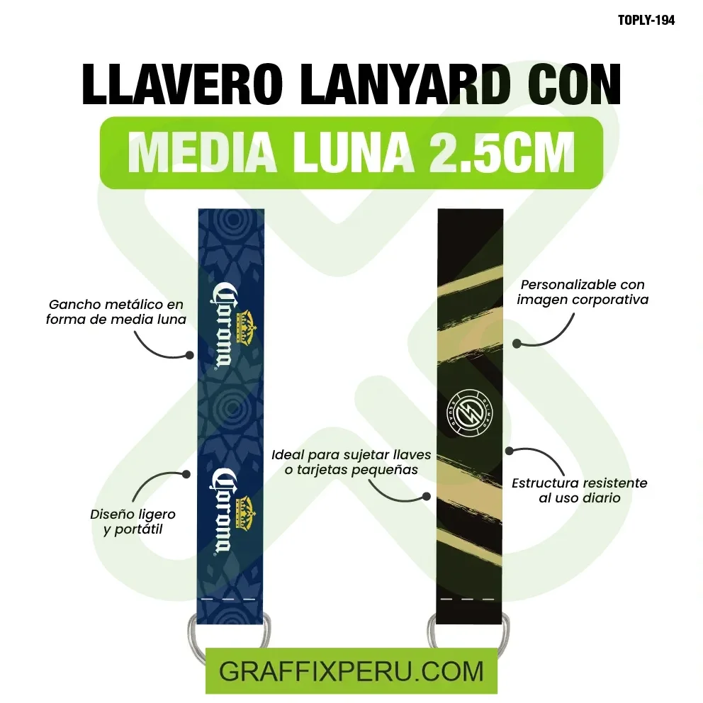 llavero lanyard con media luna 2.5cm