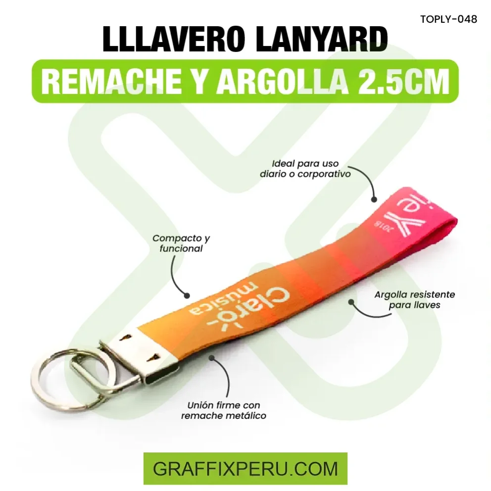 LLAVERO LANYARD REMACHE CON ARGOLLA 2.5 CM