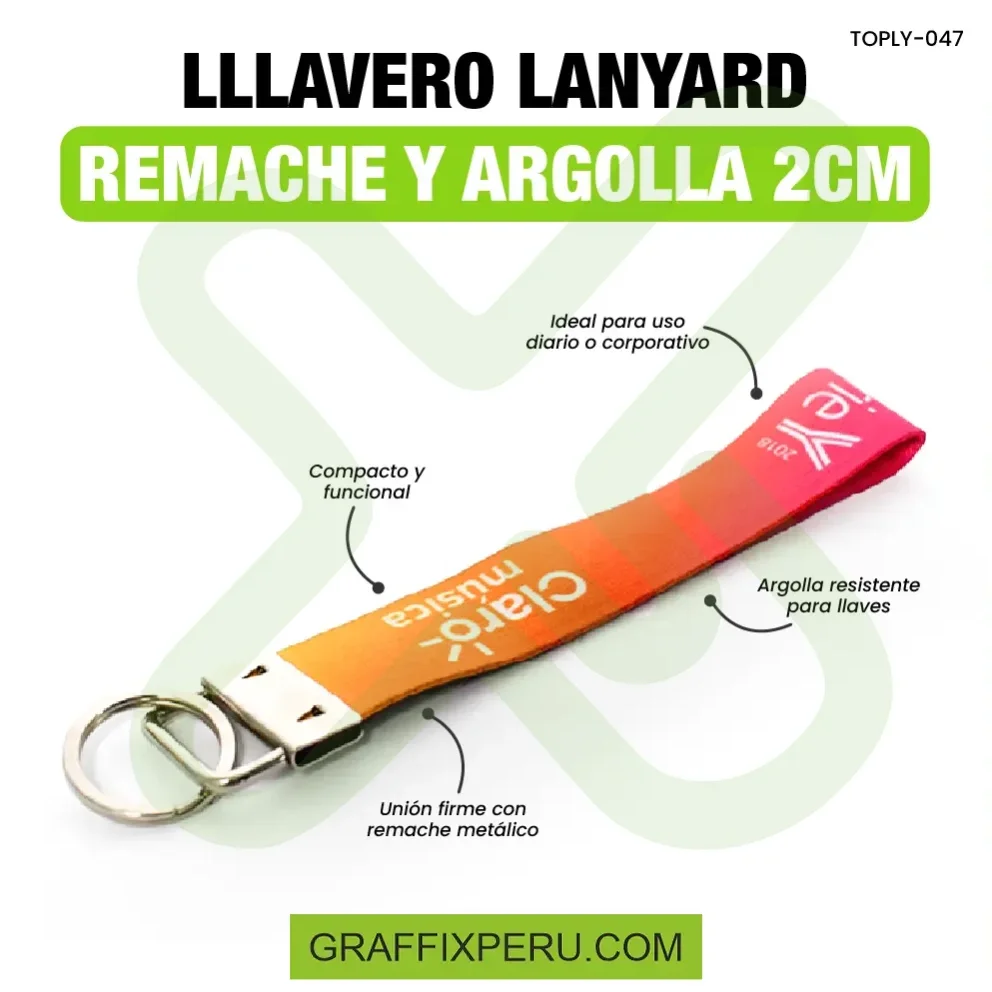 LLAVERO LANYARD REMACHE CON ARGOLLA 2 CM