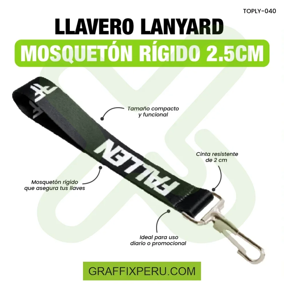 llavero lanyard con mosqueton rigido 2.5cm
