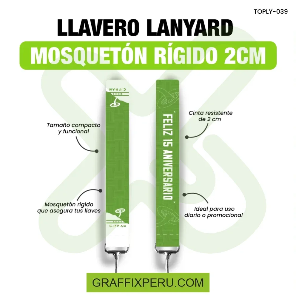 llavero lanyard con mosqueton rigido 2cm