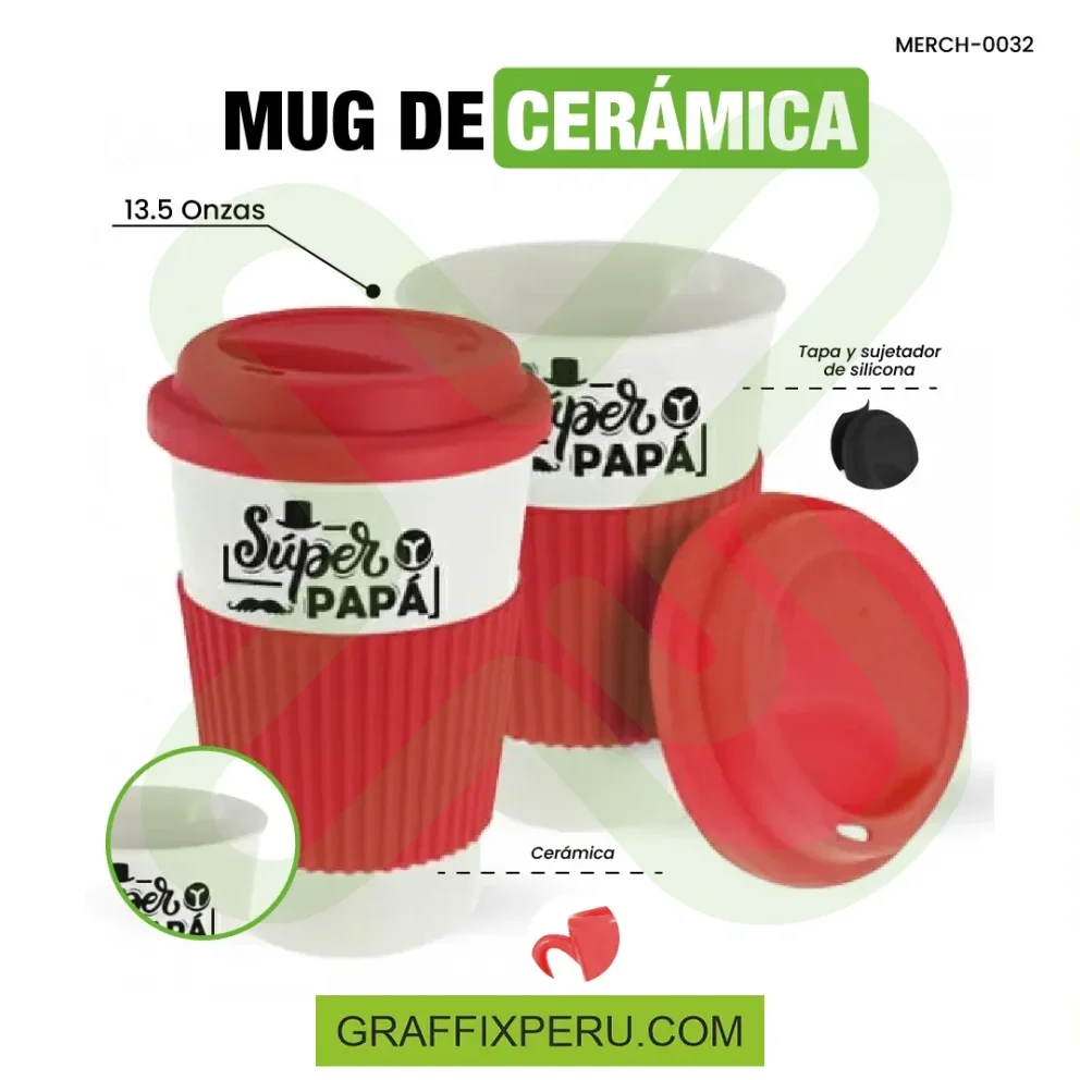 mug ceramica con agarradera de silicona