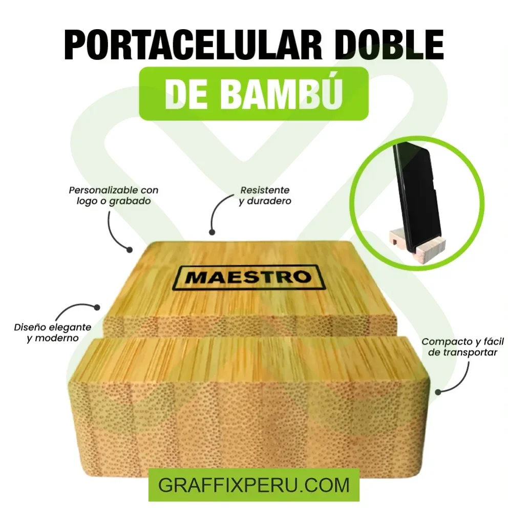 PORTA CELULAR DOBLE DE BAMBÚ