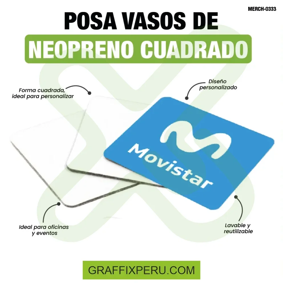 posavasos de neopreno cuadrado - Vista alternativa