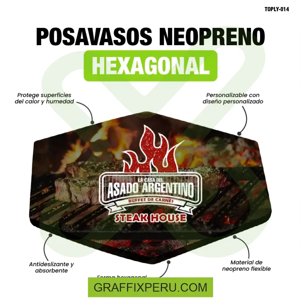 posavasos de neopreno hexagonal