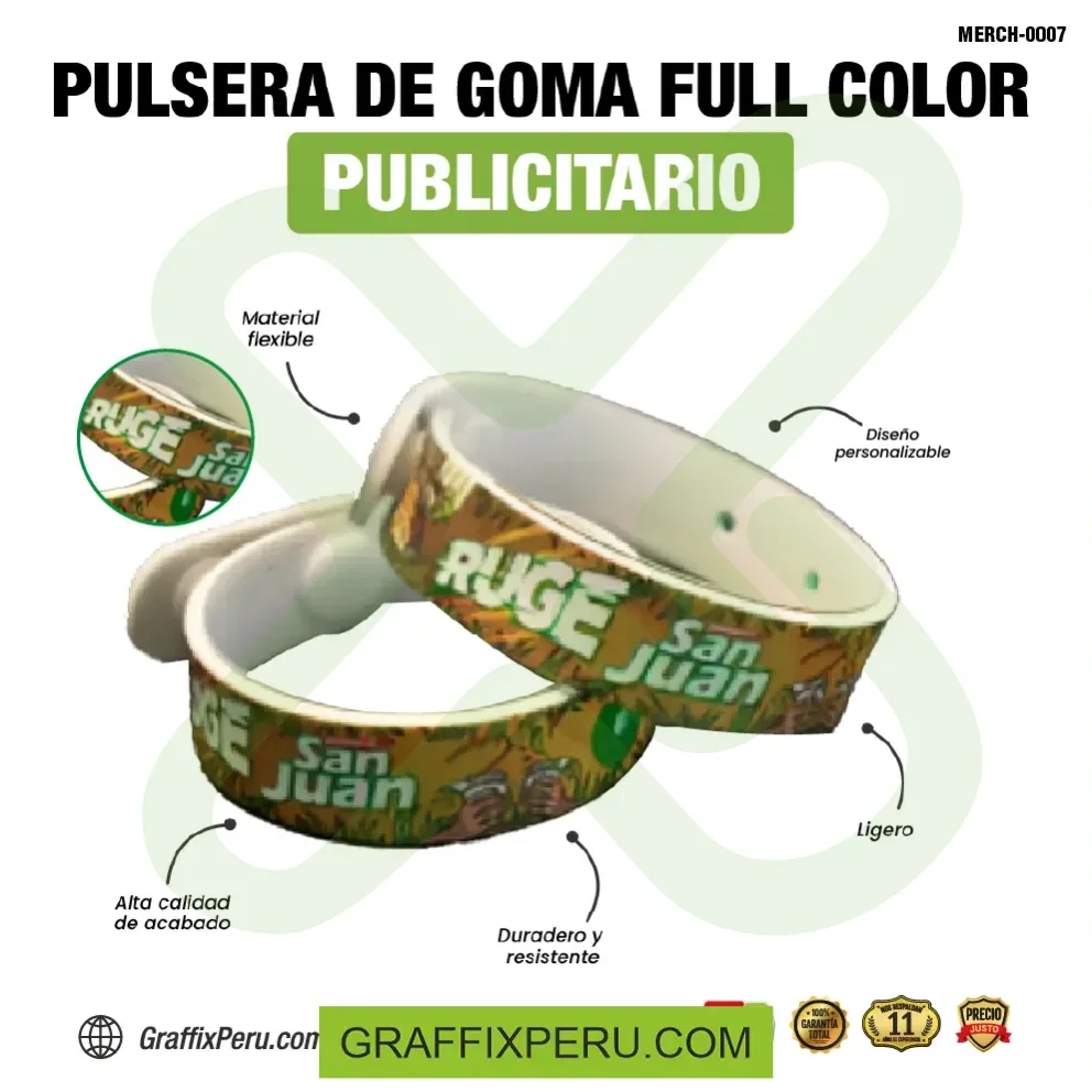 pulsera de goma con broche impresión full color - Vista alternativa