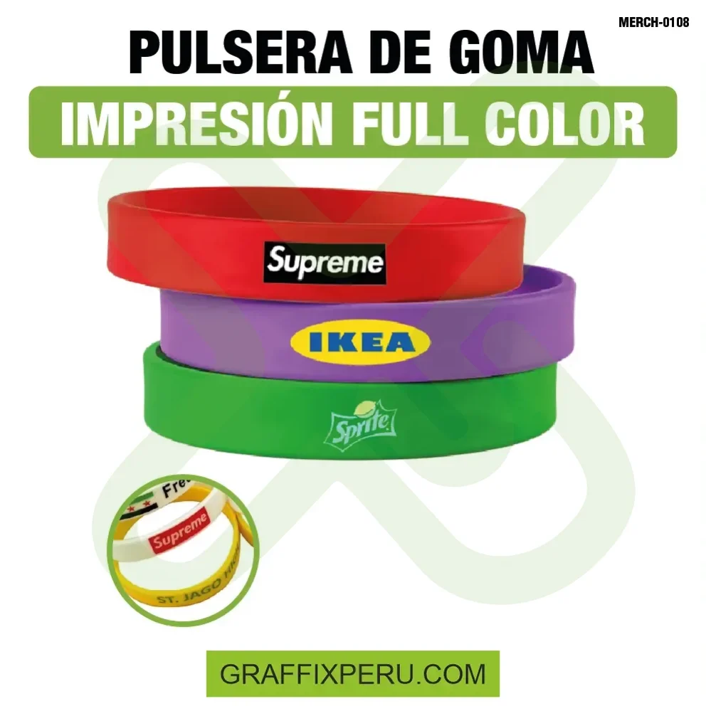 pulsera de goma impresión full color