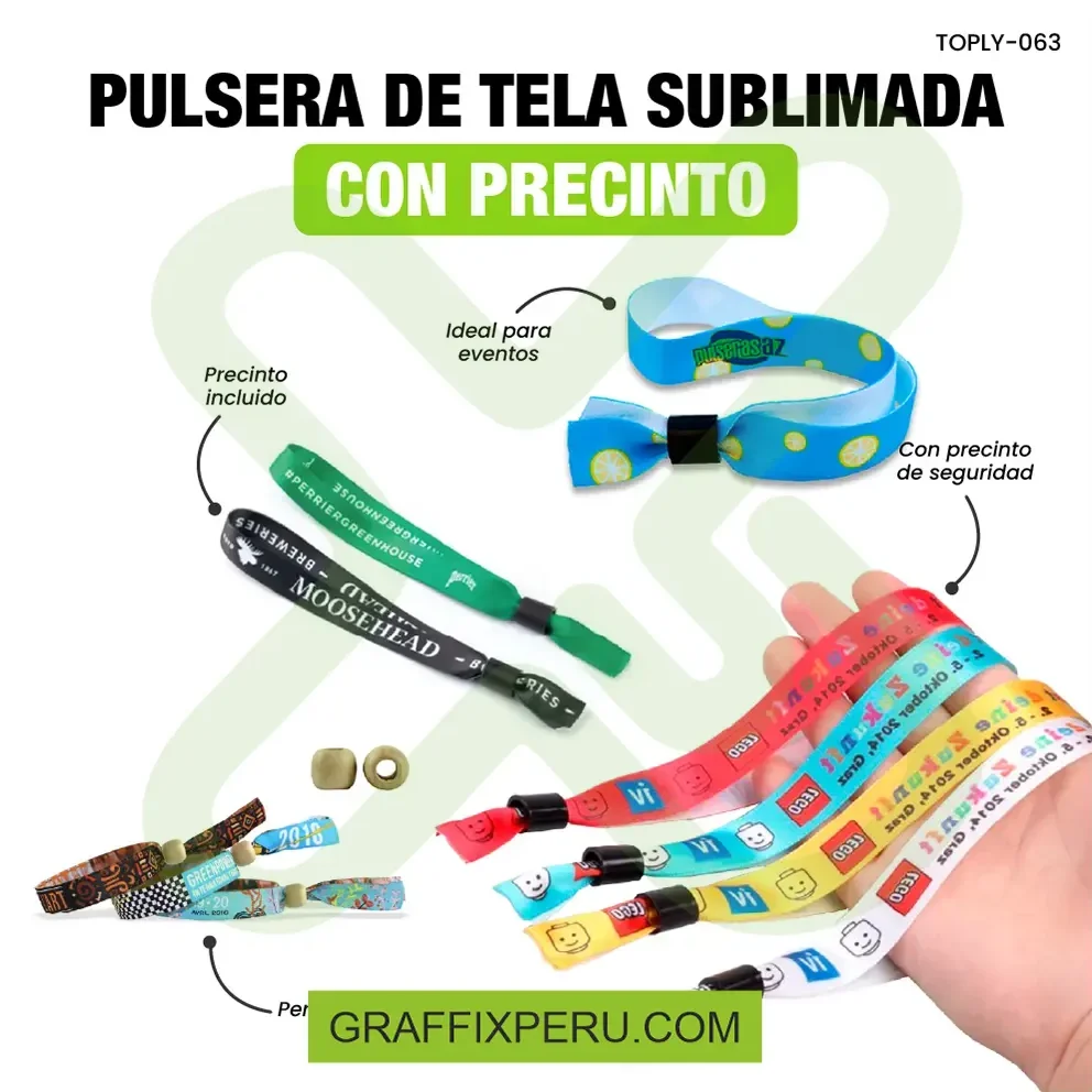 pulsera de tela con accesorio metalico 1.5cm