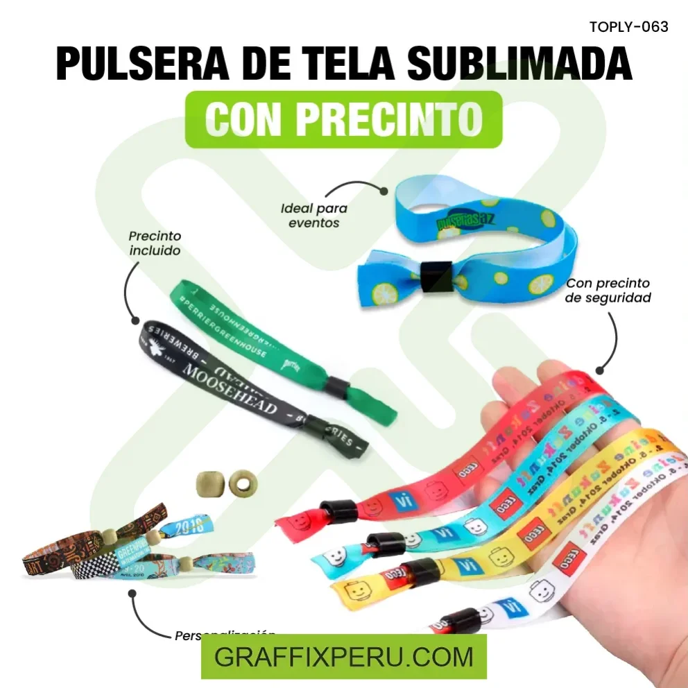 pulsera de tela con accesorio plastico 1.5cm