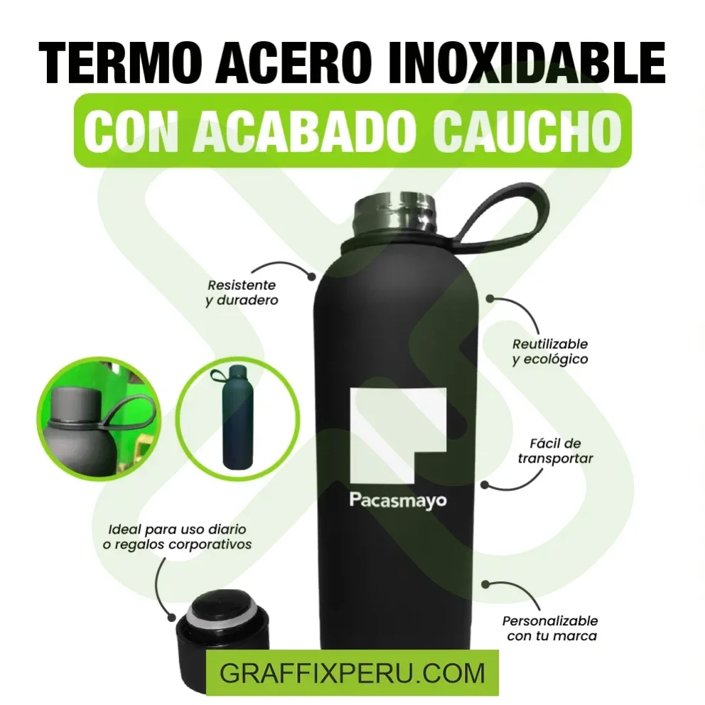 TERMO ACERO INOXIDABLE CON ACABADO CAUCHO - Vista alternativa