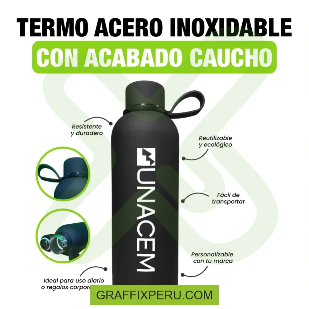 TERMO ACERO INOXIDABLE CON ACABADO CAUCHO