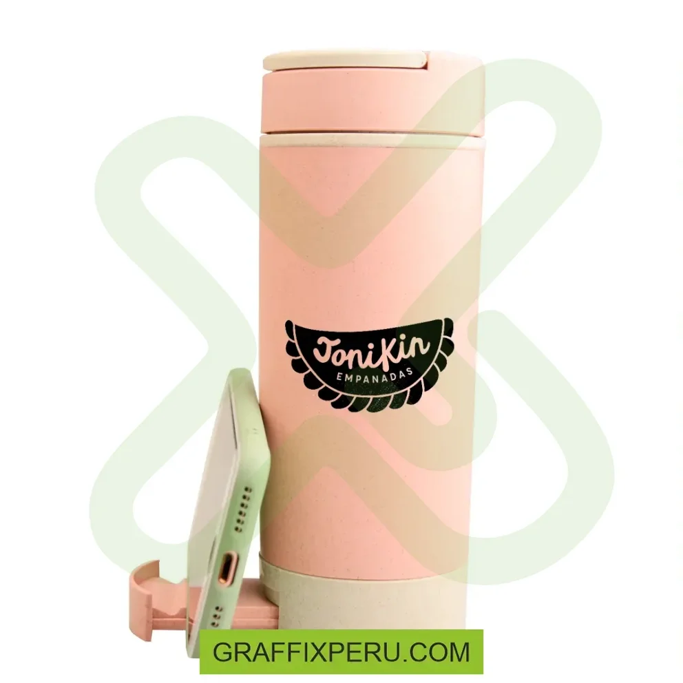 TOMATODO CAFETERO FIBRA DE TRIGO 350ml CON SOPORTE TELEFONO